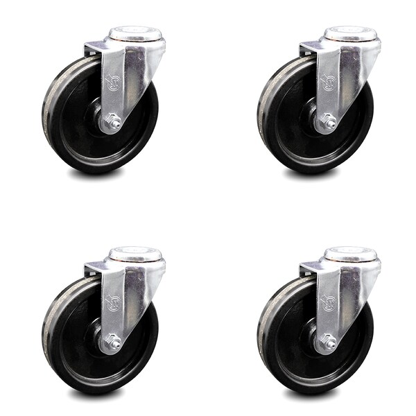 5 Inch Phenolic Wheel Swivel Bolt Hole Caster Set